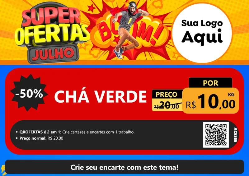 Modelo de Cartaz para Cartaz A4 Horizontal com o tema Super Ofertas Julho para Produtos Naturais