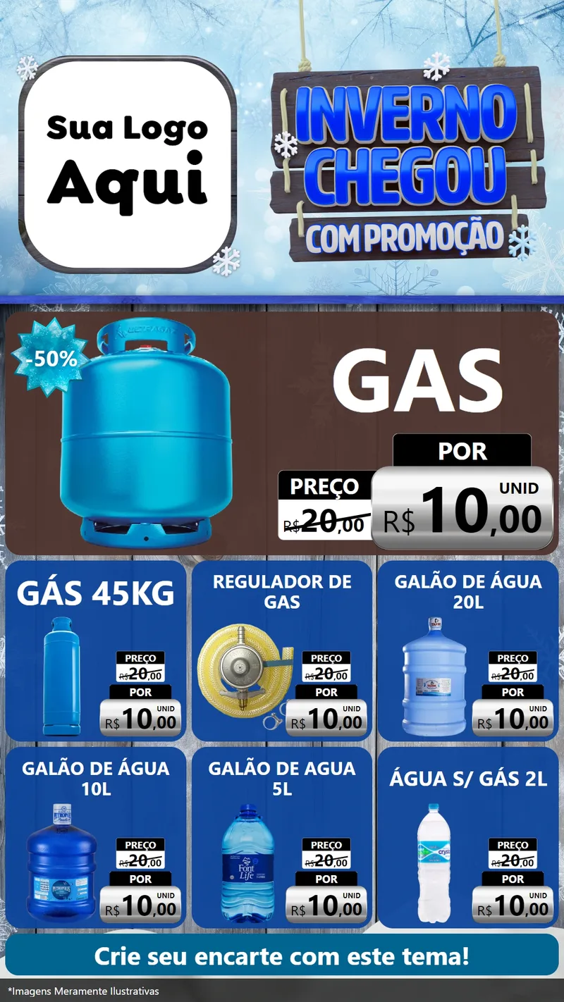 Modelo de Rede Social para Stories com o tema Inverno Chegou Com Promoção para Água e gás