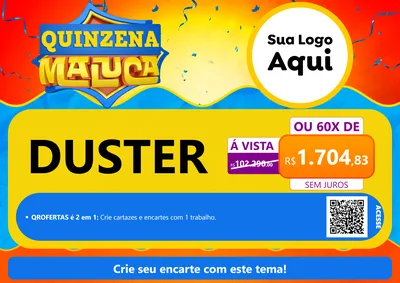 Modelo de Cartaz para Cartaz A4 Horizontal com o tema Quinzena Maluca para Concessionaria de Carros