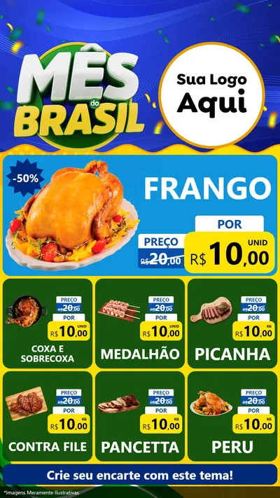Modelo de Rede Social para Stories com o tema Mês do Brasil para Assados