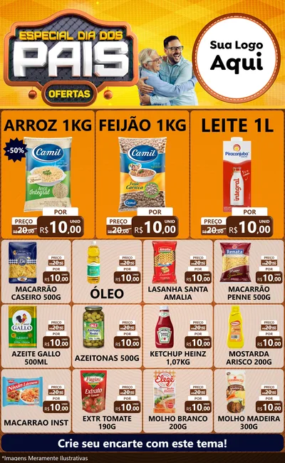 Modelo de Encarte para Encarte Grande com o tema Especial Dia dos Pais para Supermercado