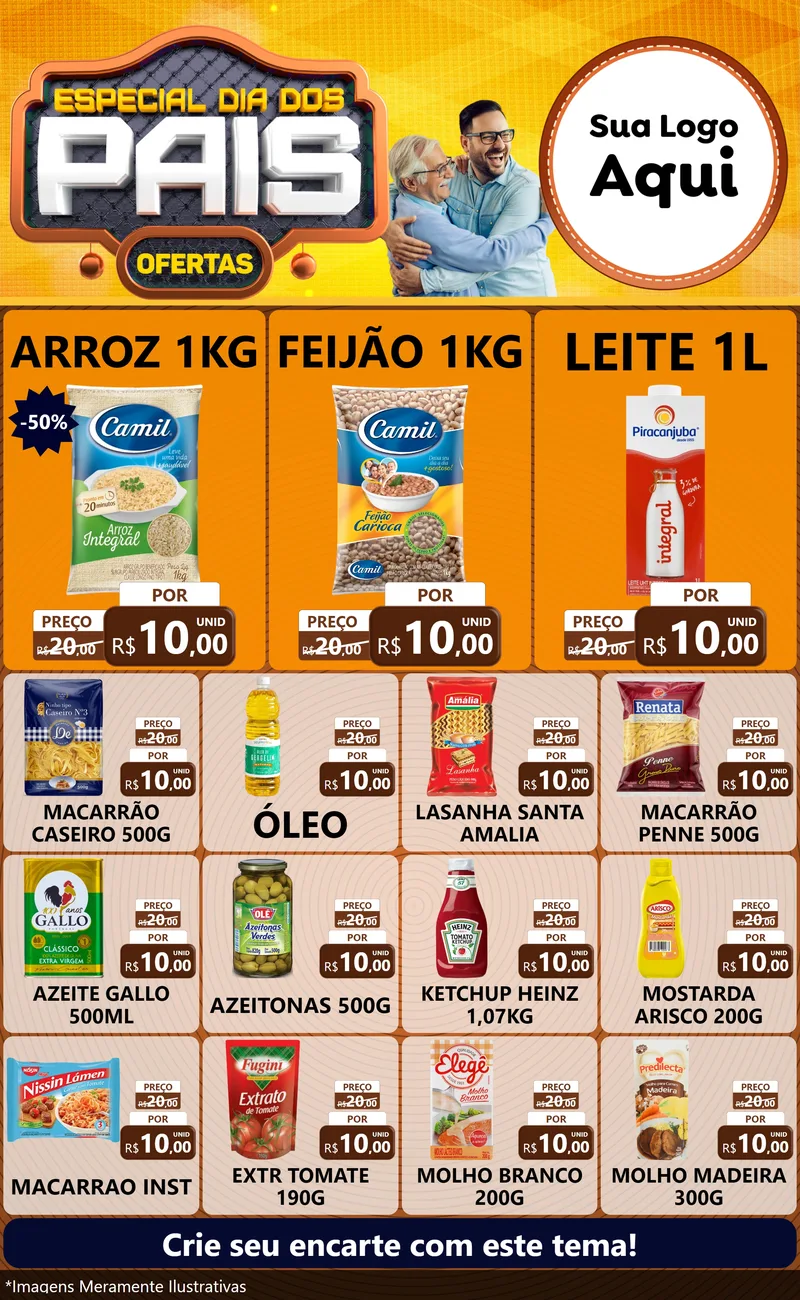 Modelo de Encarte para Encarte Grande com o tema Especial Dia dos Pais para Supermercado