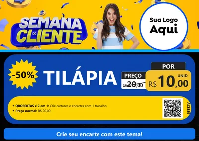 Modelo de Cartaz para Cartaz A4 Horizontal com o tema Semana do Cliente para Peixaria