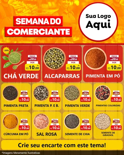 Modelo de Rede Social para Feed Instagram com o tema Semana do Comerciante para Produtos Naturais