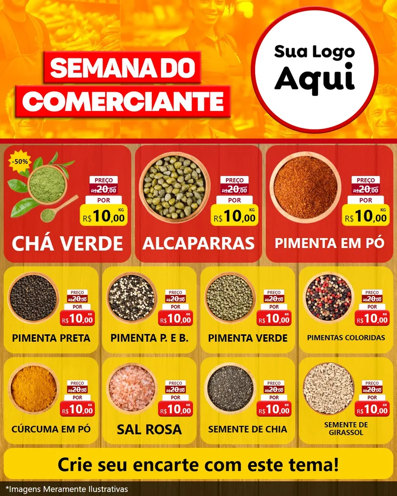 Modelo de Rede Social para Feed Instagram com o tema Semana do Comerciante para Produtos Naturais