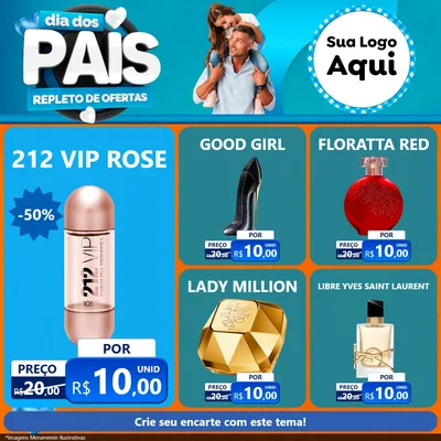 Modelo de Rede Social para Feed Facebook com o tema Dia Dos Pais Repleto de Ofertas para Perfumes