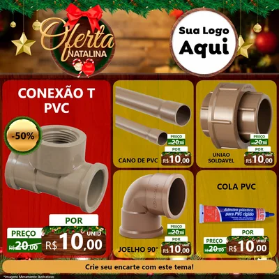 Modelo de Rede Social para Feed Facebook com o tema Ofertas Natalina para Tubos e conexões
