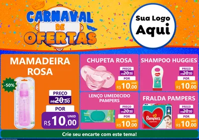 Modelo de Encarte para Encarte A4 Horizontal com o tema Carnaval de Ofertas para Bebês
