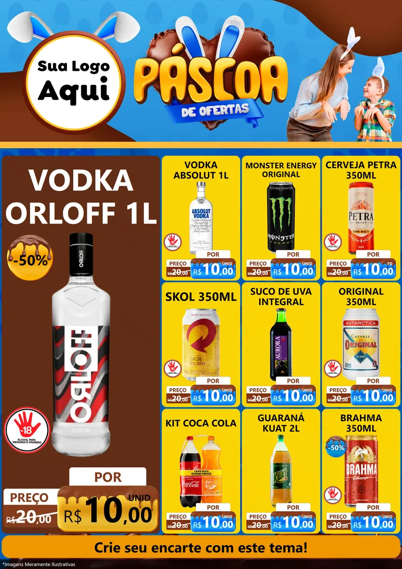 Modelo de Encarte para Encarte A4 Vertical com o tema Páscoa de Ofertas para Distribuidora de bebidas