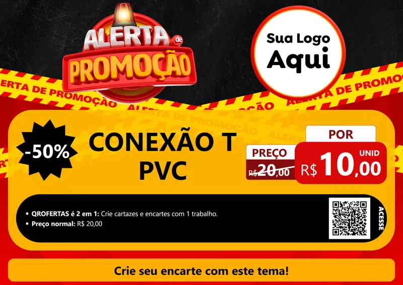 Modelo de Cartaz para Cartaz A4 Horizontal com o tema Alerta de Promoção para Tubos e conexões