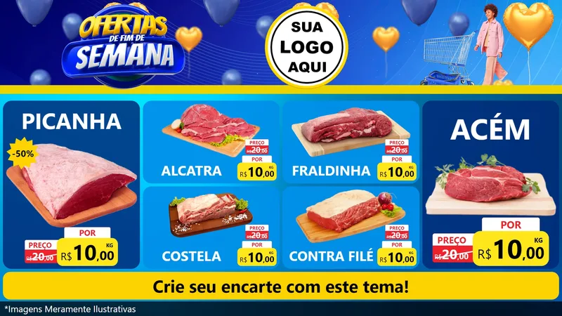 Modelo de TV para TV Horizontal com o tema Ofertas de Fim de Semana para Açougue
