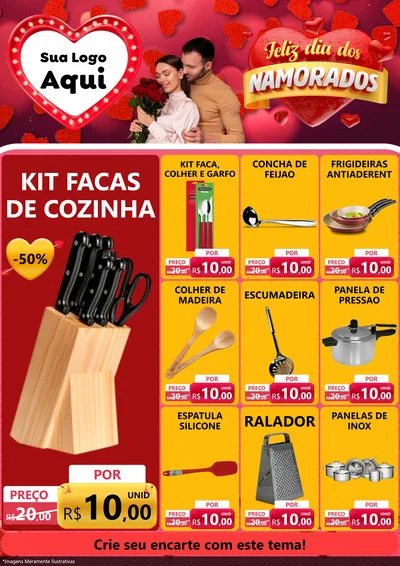 Modelo de Encarte para Encarte A4 Vertical com o tema Feliz Dia Dos Namorados para Utilidades Domésticas