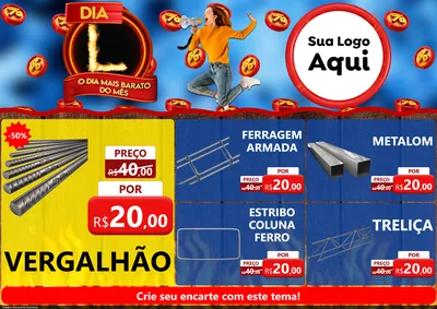 Modelo de Encarte para Encarte A4 Horizontal com o tema Dia L - O Dia Mais Barato Do Mês para Ferragens