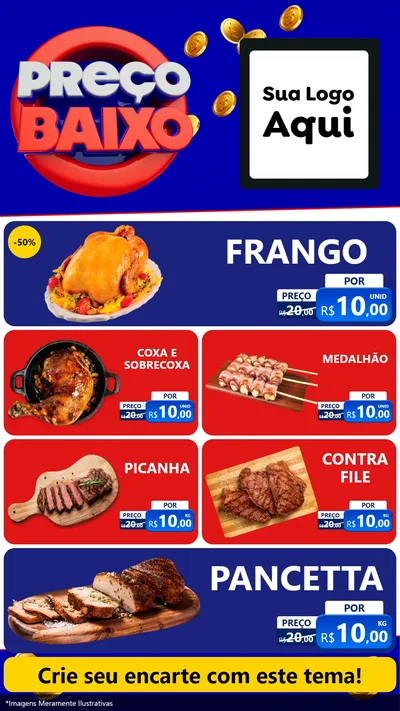 Modelo de TV para TV Vertical com o tema Preço Baixo para Assados