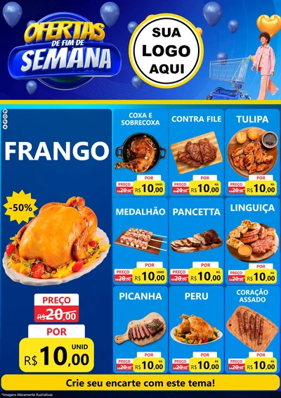 Modelo de Encarte para Encarte A4 Vertical com o tema Ofertas de Fim de Semana para Assados