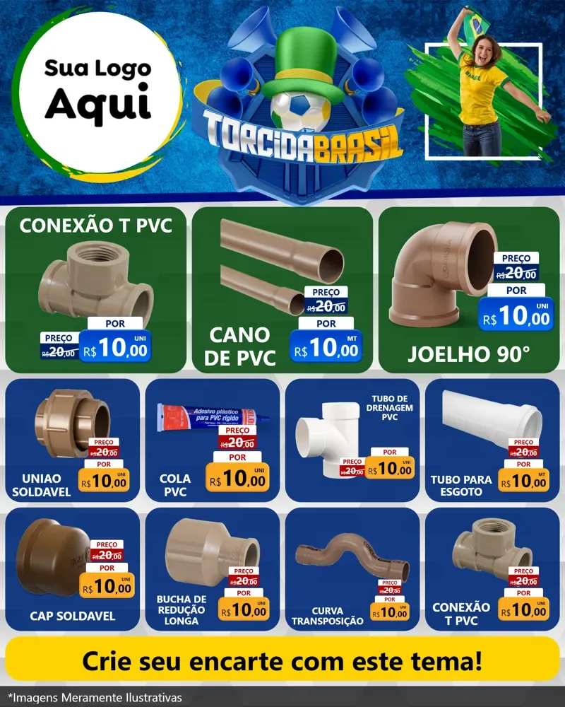 Modelo de Rede Social para Feed Instagram com o tema Torcida Brasil - Copa para Tubos e conexões