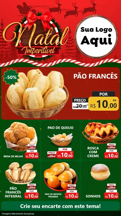 Modelo de Rede Social para Stories com o tema Natal Imperdível para Padaria