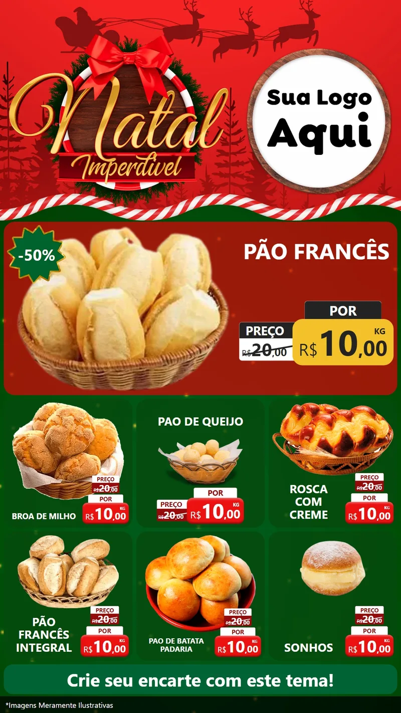 Modelo de Rede Social para Stories com o tema Natal Imperdível para Padaria