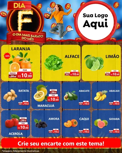 Modelo de Rede Social para Feed Instagram com o tema Dia F - O Dia Mais Barato Do Mês para Hortifrúti