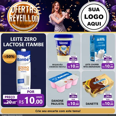 Modelo de Rede Social para Feed Facebook com o tema Ofertas de Réveillon para Frios e Laticínios