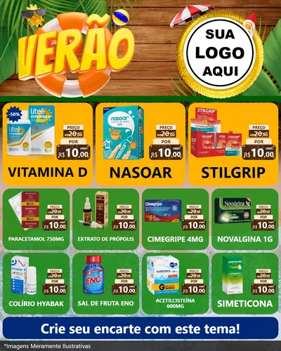 Modelo de Rede Social para Feed Instagram com o tema Verão para Farmácia