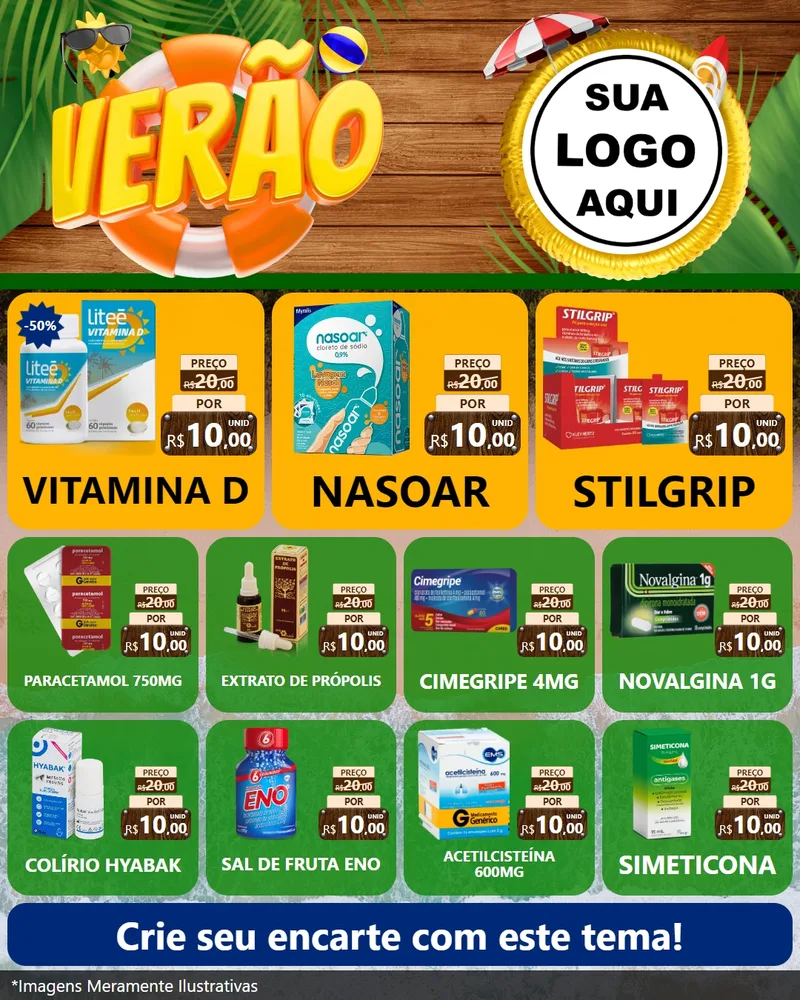 Modelo de Rede Social para Feed Instagram com o tema Verão para Farmácia