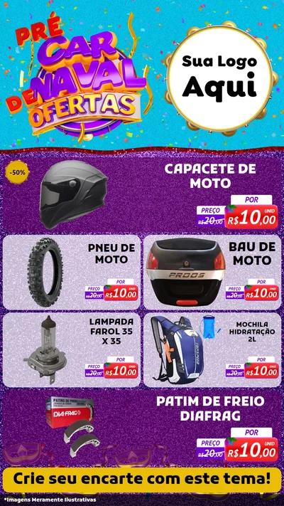 Modelo de TV para TV Vertical com o tema Pré Carnaval de Ofertas para Moto peças