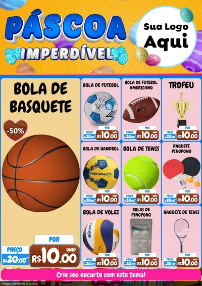 Modelo de Encarte para Encarte A4 Vertical com o tema Páscoa Imperdível para Artigos Esportivos