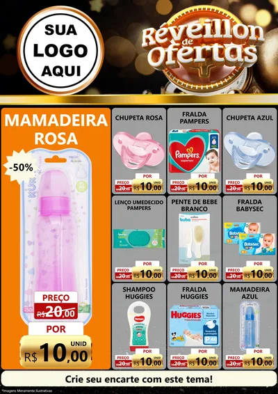 Modelo de Encarte para Encarte A4 Vertical com o tema Réveillon de Ofertas para Bebês