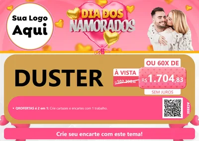 Modelo de Cartaz para Cartaz A4 Horizontal com o tema Dia dos Namorados para Concessionaria de Carros