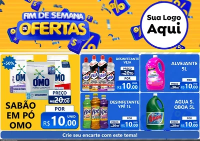 Modelo de Encarte para Encarte A4 Horizontal com o tema Fim de Semana de Ofertas para Produtos de Limpeza
