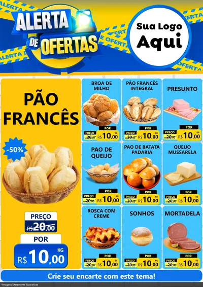 Modelo de Encarte para Encarte A4 Vertical com o tema Alerta de Ofertas para Padaria
