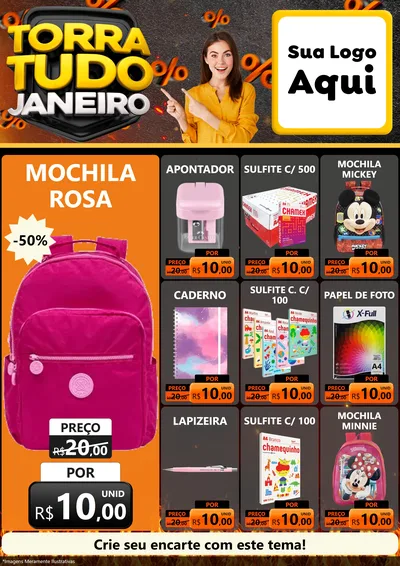 Modelo de Encarte para Encarte A4 Vertical com o tema Torra Tudo Janeiro para Papelaria