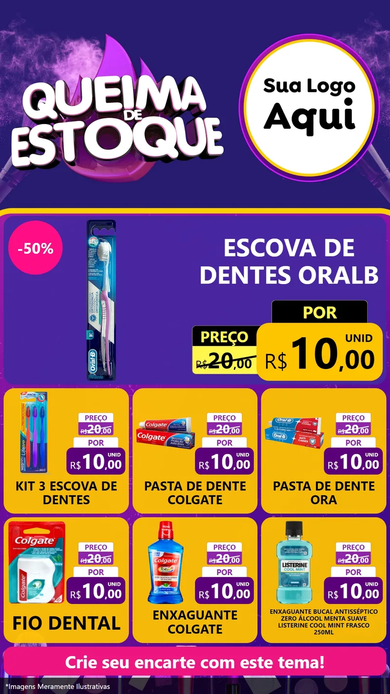 Modelo de Rede Social para Stories com o tema Queima de Estoque para Higiene Pessoal