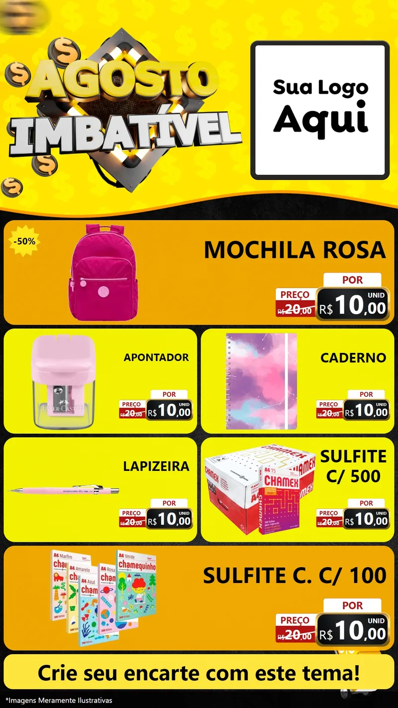 Modelo de TV para TV Vertical com o tema Agosto Imbatível para Papelaria