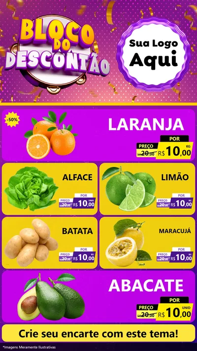 Modelo de TV para TV Vertical com o tema Bloco do Descontão para Hortifrúti
