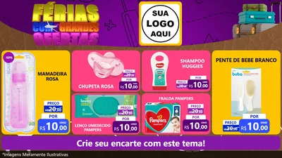 Modelo de TV para TV Horizontal com o tema Férias com Grandes Ofertas para Bebês