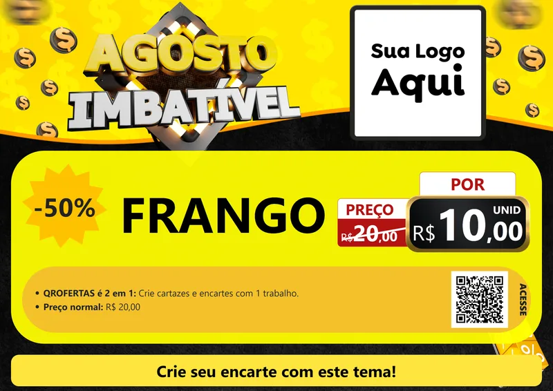 Modelo de Cartaz para Cartaz A4 Horizontal com o tema Agosto Imbatível para Assados