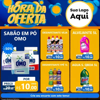 Modelo de Rede Social para Feed Facebook com o tema Hora da Oferta para Produtos de Limpeza