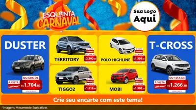 Modelo de TV para TV Horizontal com o tema Esquenta de Carnaval para Concessionaria de Carros