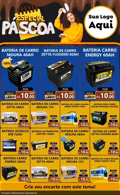 Modelo de Encarte para Encarte Grande com o tema Especial Páscoa para Baterias Elétricas