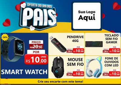 Modelo de Encarte para Encarte A4 Horizontal com o tema Oferta Do Dia Dos Pais para Informática