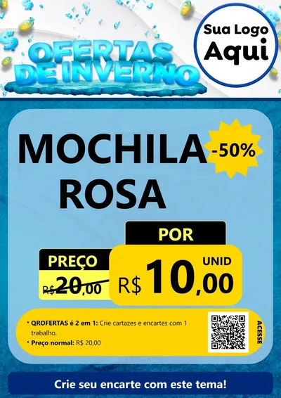 Modelo de Cartaz para Cartaz A4 Vertical com o tema Ofertas de Inverno para Papelaria