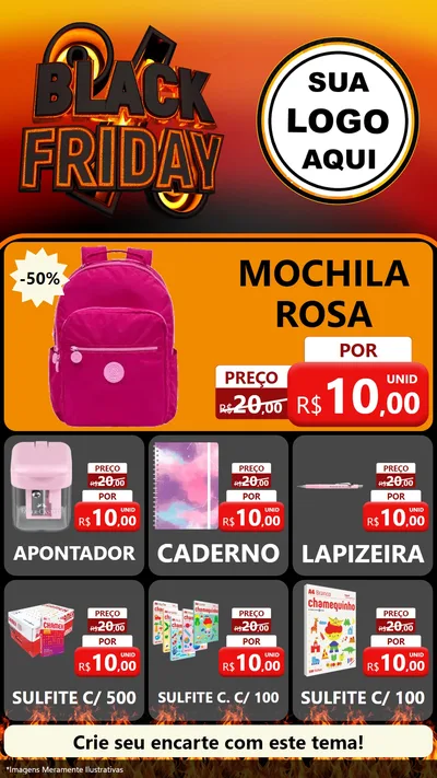 Modelo de Rede Social para Stories com o tema Black Friday para Papelaria