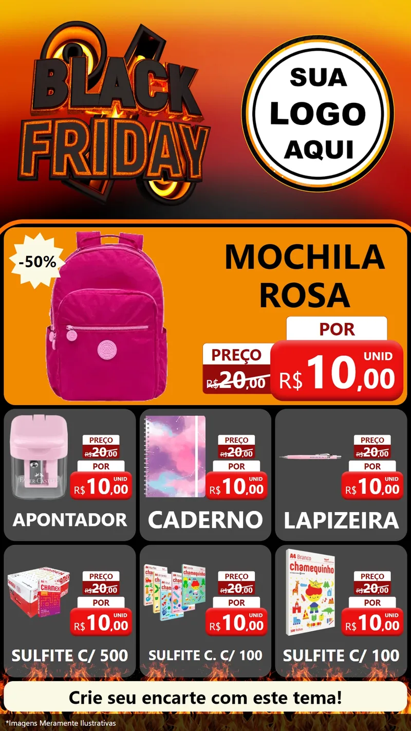 Modelo de Rede Social para Stories com o tema Black Friday para Papelaria