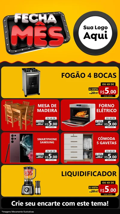 Modelo de TV para TV Vertical com o tema Fecha Mês para Móveis e Eletro