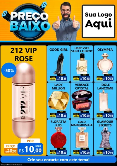 Modelo de Encarte para Encarte A4 Vertical com o tema Preço Baixo para Perfumes