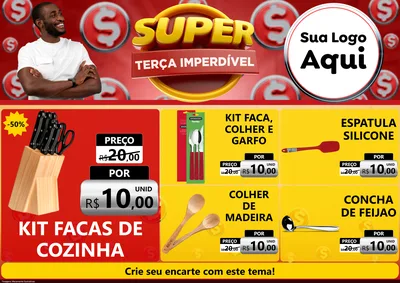 Modelo de Encarte para Encarte A4 Horizontal com o tema Super Terça Imperdível para Utilidades Domésticas