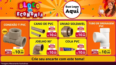 Modelo de TV para TV Horizontal com o tema Bloco da Economia para Tubos e conexões