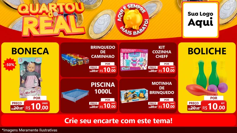 Modelo de TV para TV Horizontal com o tema Quartou do Real para Brinquedos